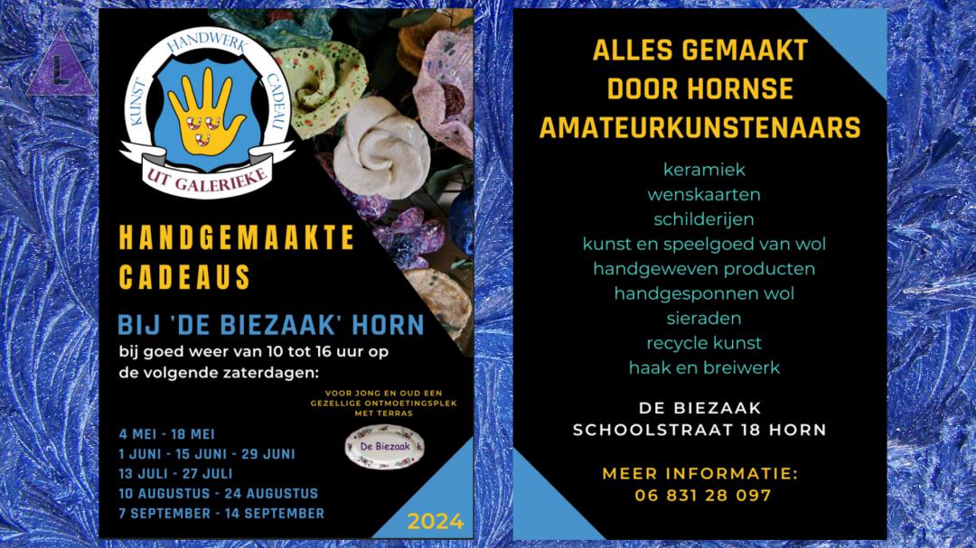 Lokale amateurkunst van Ut Galerieke bij De Biezaak in Horn  
