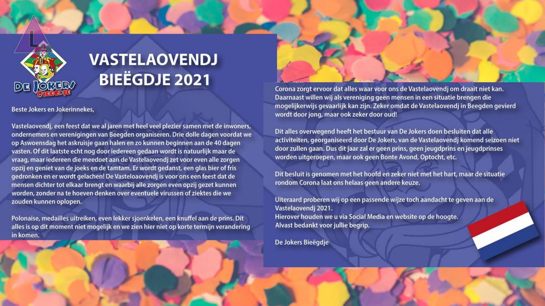 VV De Jokers Beegden - geen carnavalsseizoen 2020/2021