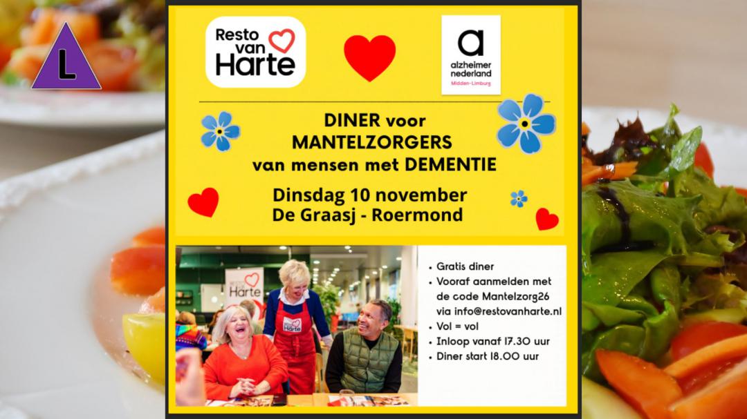 Gratis diner voor mantelzorgers van mensen met dementie uit Midden-Limburg